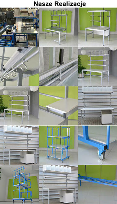 Stół warsztatowy do pakowania 160x80x215cm reg wys półki