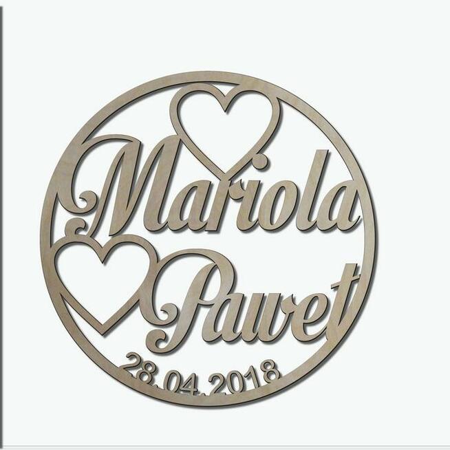 Dekoracja - Imiona pary młodej w kole