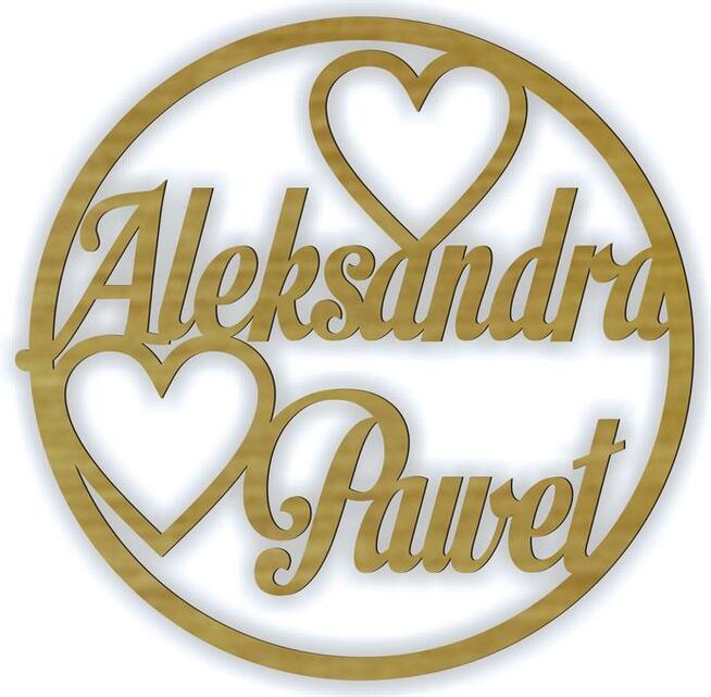 Dekoracja - Imiona pary młodej w kole