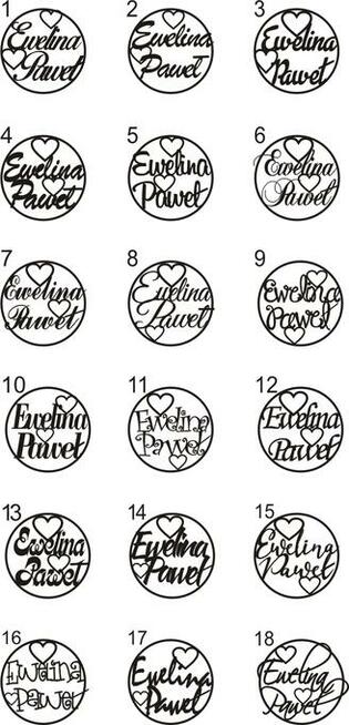 Dekoracja - Imiona pary młodej w kole