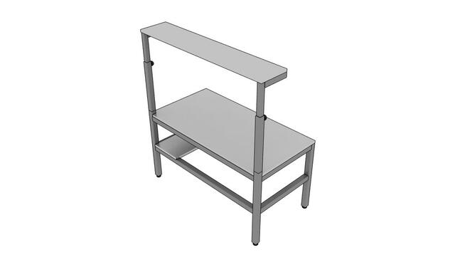 Stół warsztatowy do pakowania 160x80x215cm reg wys półki