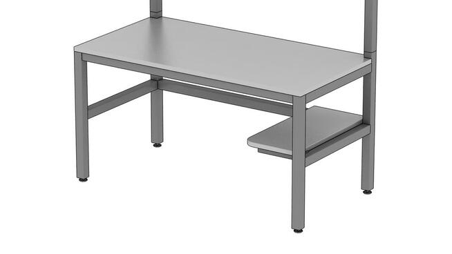 Stół warsztatowy do pakowania 160x80x215cm reg wys półki