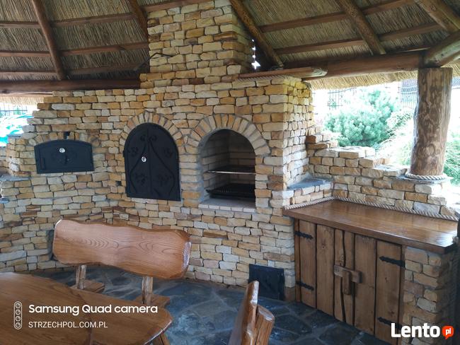 Altany kryte trzciną strzechą dachy grille