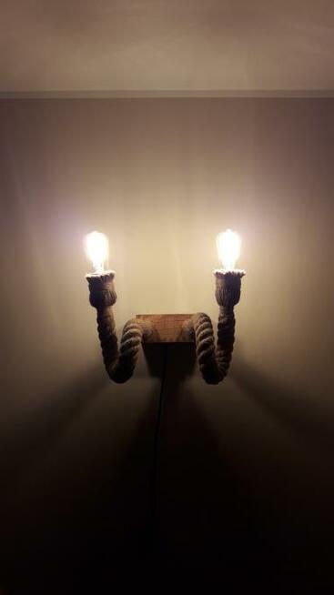 Kinkiet podwójny z pamięcią kształtu z liny jutowej HANDMADE