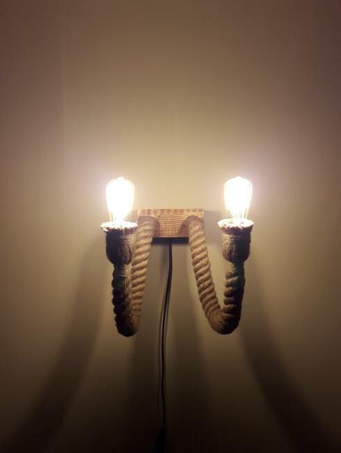 Kinkiet podwójny z pamięcią kształtu z liny jutowej HANDMADE