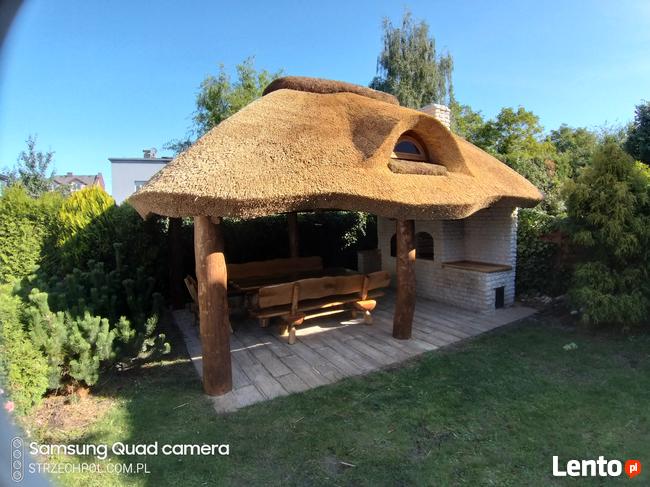 Altany kryte trzciną strzechą dachy grille