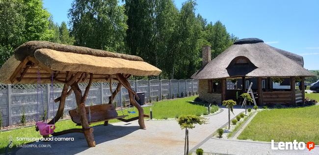 Altany kryte trzciną strzechą dachy grille