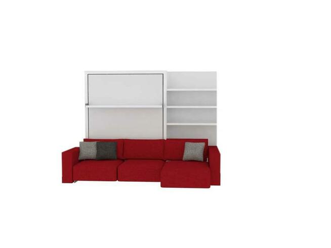 Łóżko chowane w szafie z sofa narożną