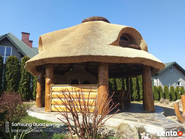 Altany kryte trzciną strzechą dachy grille