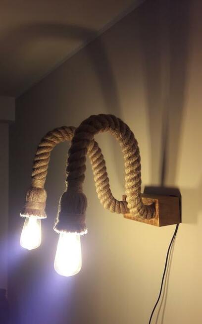 Kinkiet podwójny z pamięcią kształtu z liny jutowej HANDMADE