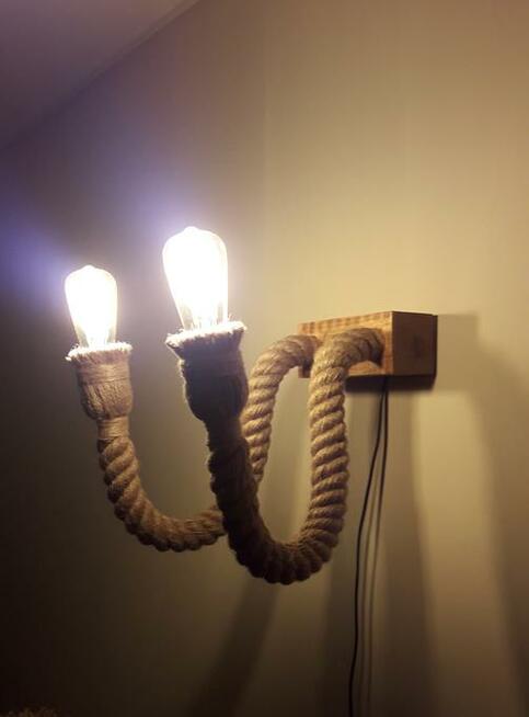 Kinkiet podwójny z pamięcią kształtu z liny jutowej HANDMADE