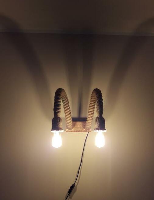 Kinkiet podwójny z pamięcią kształtu z liny jutowej HANDMADE