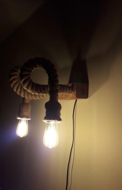 Kinkiet podwójny z pamięcią kształtu z liny jutowej HANDMADE