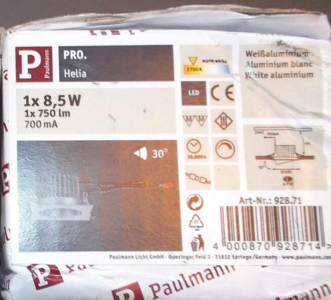 Lampa Oprawa PAULMANN LED Reflektor Obrót 30st. 8,5W srebrna