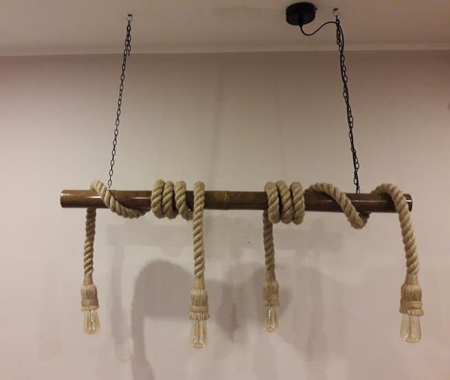 Lampa BAMBOO z liny jutowej 4xE27 handmade
