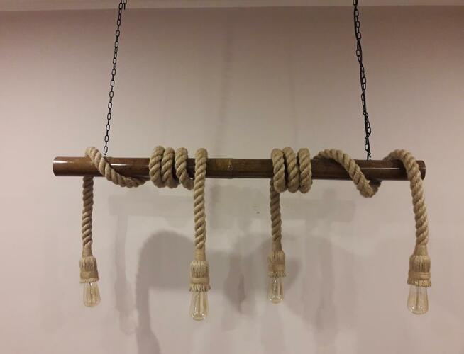 Lampa BAMBOO z liny jutowej 4xE27 handmade