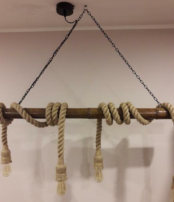 Lampa BAMBOO z liny jutowej 4xE27 handmade