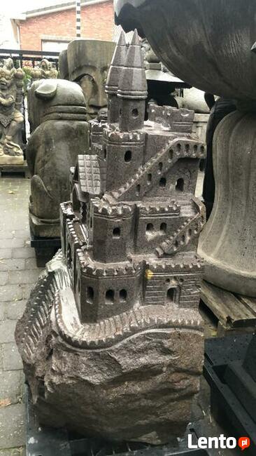 2w1 Lampa Ogrodowa H85cm Zamek jak ze snu rzeźba z kamienia