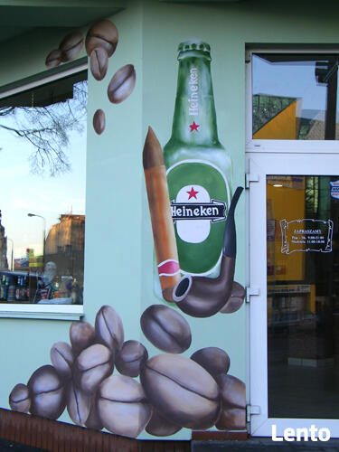 Malowidło reklamowe, mural, graffiti, malunek na ścianie