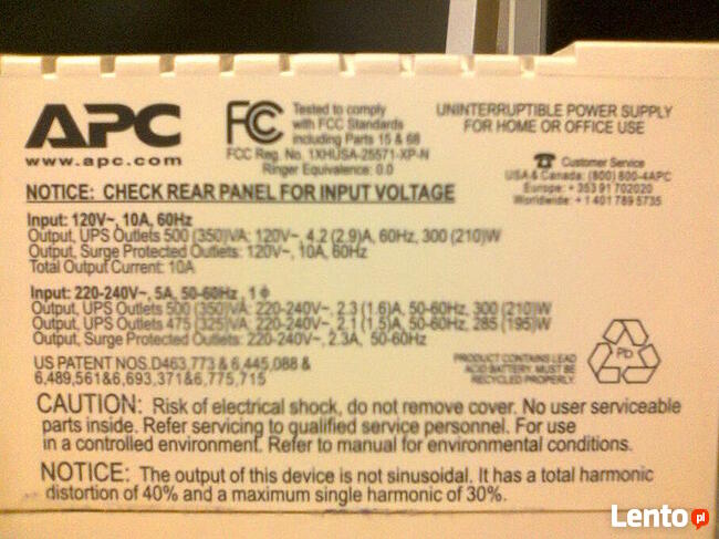 Zasilacz UPS APC Back-UPS 500