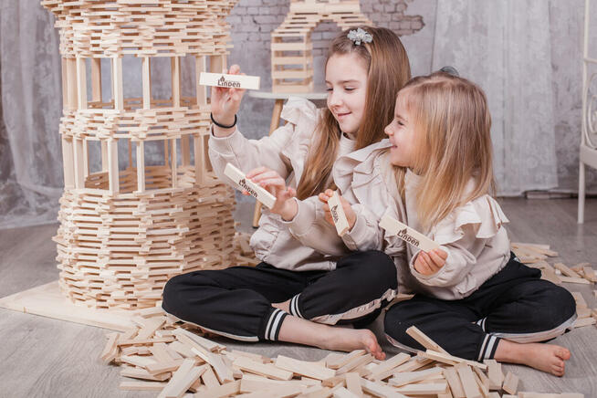 Polskie ,kreatywne ,eko klocki Linden drewniane 400 szt. EDU