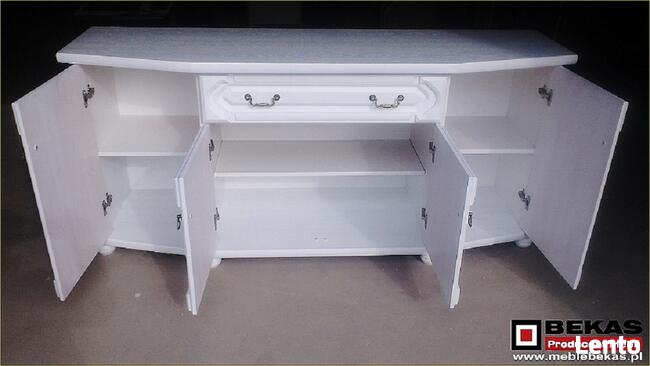 Stylowa Biała Komoda Blat Dąb Rustikal Śliczna Nowa od Bekas