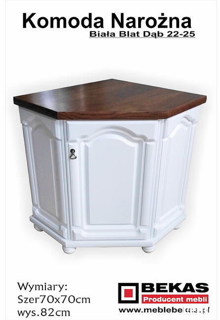 Stylowa Witryna Narożna Biały Dab Blat Dąb Rustikal Bekas