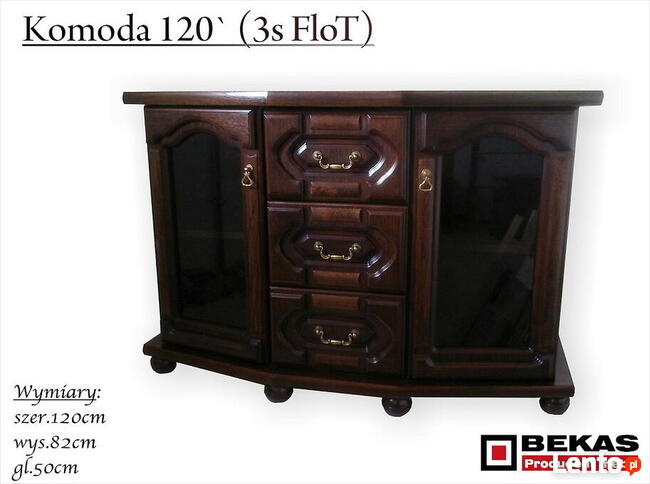 Stylowa Komoda 120 (3S-FloT) od Bekas Meble Stylowe Dąb Rust