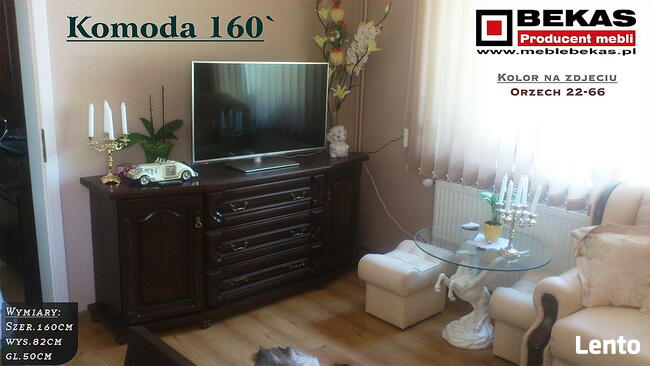 Komoda 160` Stylowa Nowa Orzech Ciemny od Bekas Meble