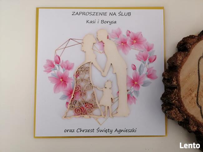 zaproszenia łączone na ślub i chrzest lub roczek (2 w 1)