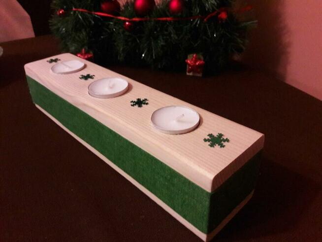 Świecznik drewniany -prezent na Dzień Kobiet/Walentynki