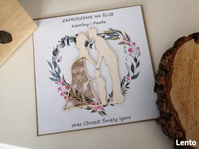 zaproszenia łączone na ślub i chrzest lub roczek (2 w 1)