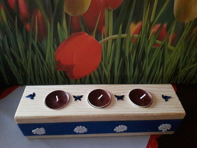 Świecznik drewniany -prezent na Dzień Kobiet/Walentynki