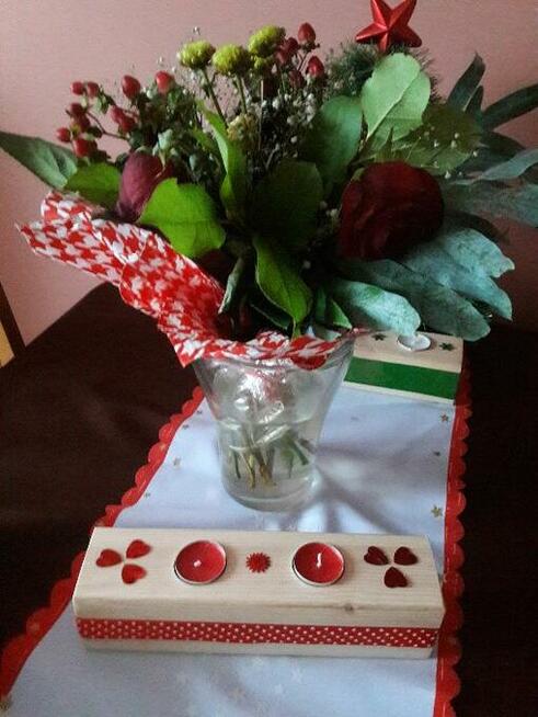 Świecznik drewniany -prezent na Dzień Kobiet/Walentynki