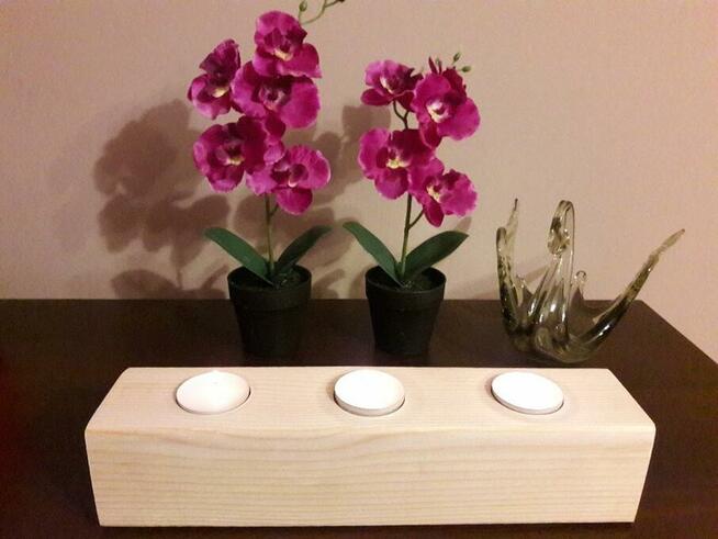 Świecznik drewniany -prezent na Dzień Kobiet/Walentynki