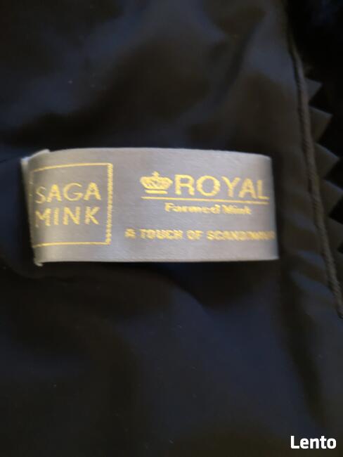 SAGA MINK futro damskie naturalne z norek kaptur czarne40-42