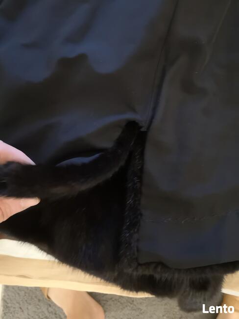 SAGA MINK futro damskie naturalne z norek kaptur czarne40-42