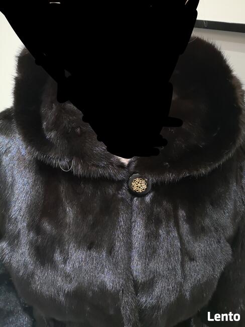 SAGA MINK futro damskie naturalne z norek kaptur czarne40-42