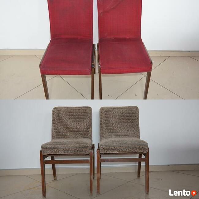 4 Fotele drewniane, tapicerowane na spreżynach, Stylowe BDB