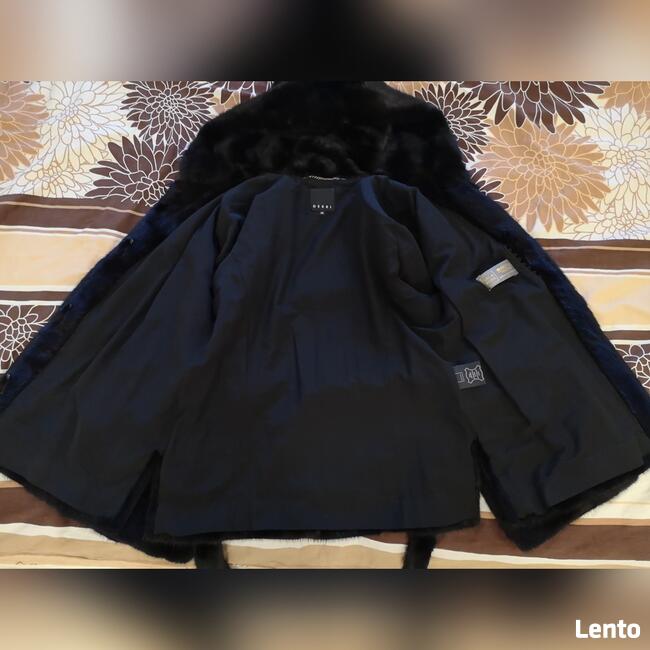 SAGA MINK futro damskie naturalne z norek kaptur czarne40-42