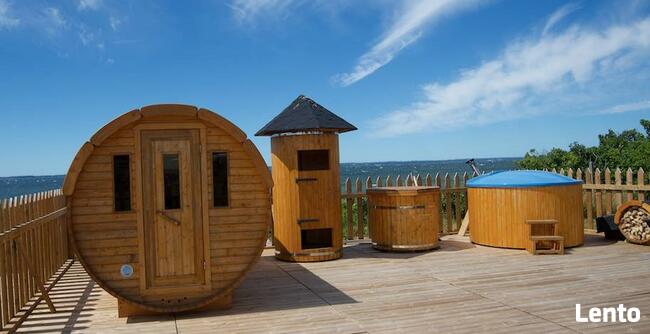 SAUNA ogrodowa beczka 4m z piecem opalanym drewnem
