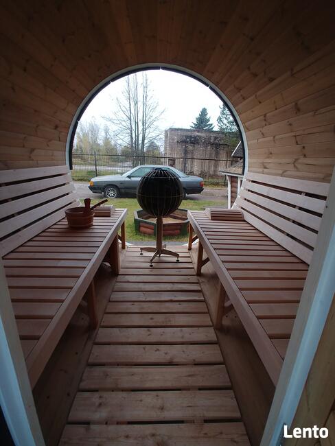 SAUNA ogrodowa beczka 4m z piecem opalanym drewnem