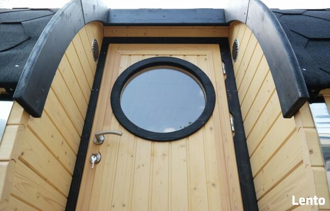 SAUNA beczka ogrodowa Z WEJŚCIEM BOCZNYM Ø2.2m x 6,0 m