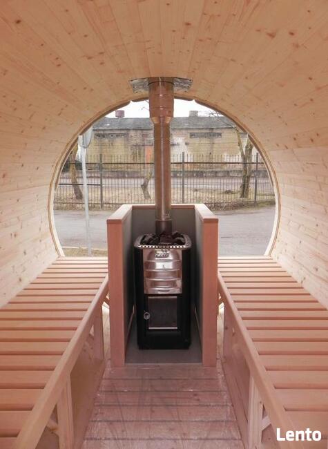 SAUNA ogrodowa beczka 4m z piecem opalanym drewnem