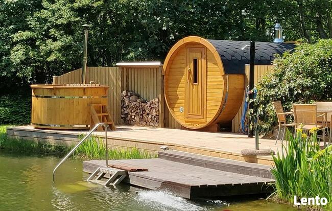 SAUNA ogrodowa beczka 4m z piecem opalanym drewnem