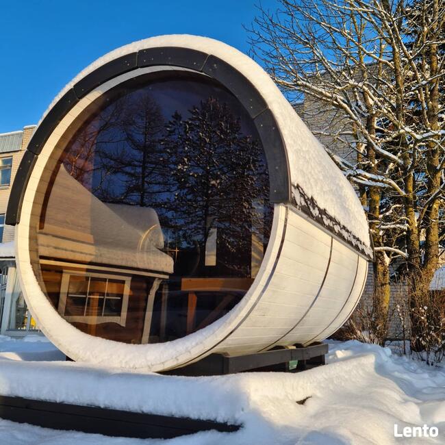 SAUNA ogrodowa beczka 4m z piecem opalanym drewnem
