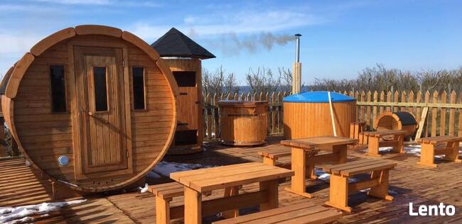 SAUNA ogrodowa beczka 4m z piecem opalanym drewnem