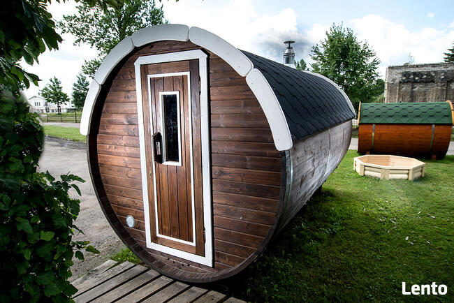 SAUNA ogrodowa beczka 4m z piecem opalanym drewnem