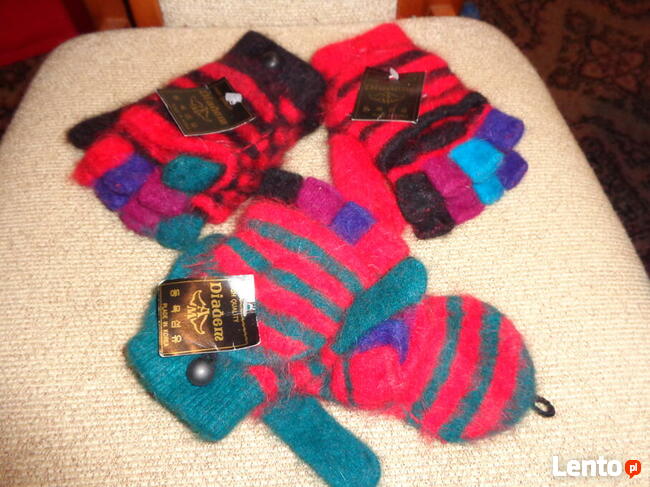 Rekawiczki z angory z oslonka nowe