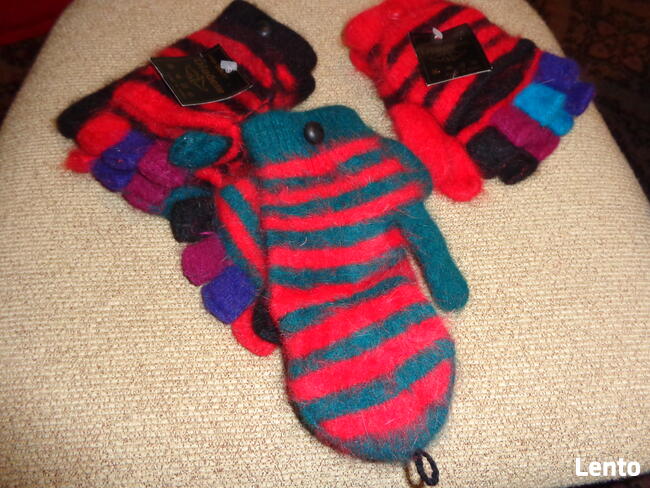 Rekawiczki z angory z oslonka nowe